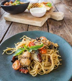 Makrélakonzervvel készített spagetti