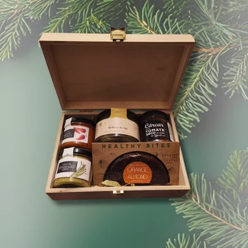 spanyol prémium egészségtudatos termékeket tartalmazó ajándékcsomag