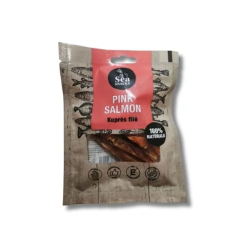 szárított rózsaszín lazacfilé snack