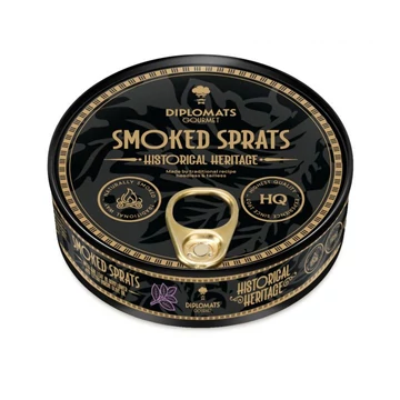 gourmet füstölt sprotni babérlevéllel különleges hagyományos eljárással nyers napraforgóolajjal és extra szűz olívaolajjal