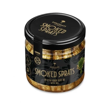 gourmet füstölt sprotni extra szűz olívaolajban kaporral üvegben