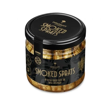 gourmet füstölt sprotni extra szűz olívaolajban rozmaringgal üvegben