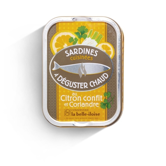 melegen fogyasztandó szardínia citromkonfittal és korianderrel
