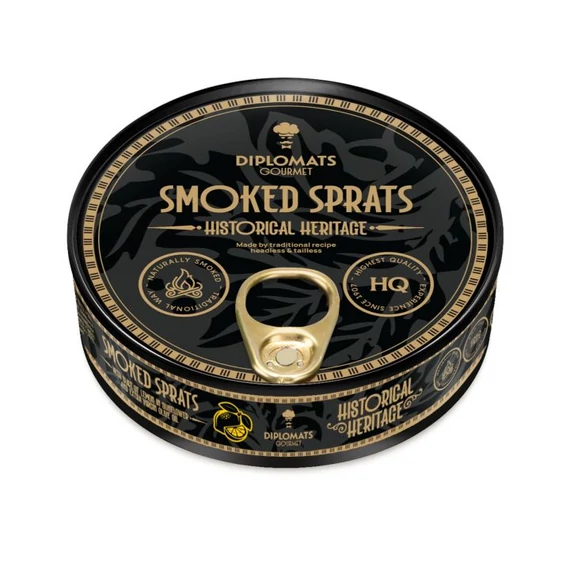 gourmet füstölt sprotni citrommal különleges hagyományos eljárással nyers napraforgóolajjal és extra szűz olívaolajjal