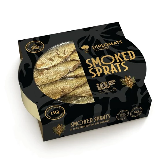 gourmet füstölt sprotni extra szűz olívaolajban rozmaringgal átlátszó tetőfóliával