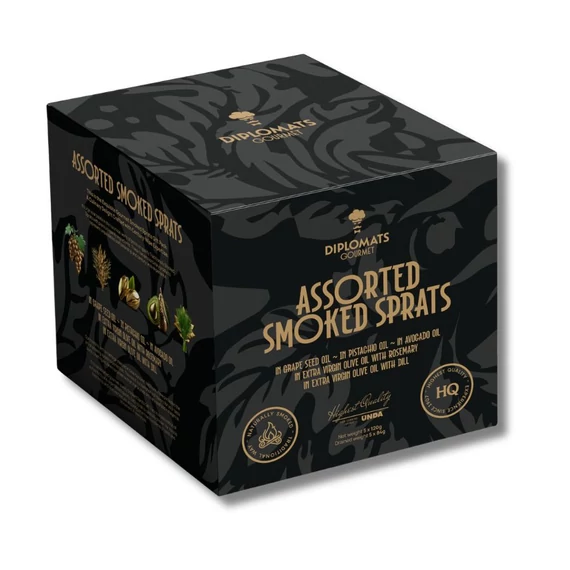 különleges gourmet ajándékdoboz ötféle sprotnival extra szűz olívaolajban