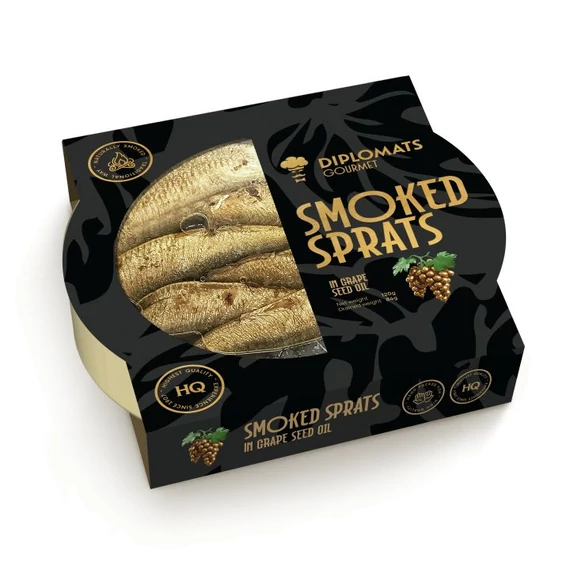 gourmet füstölt sprotni szőlőmagolajban átlátszó tetőfóliával